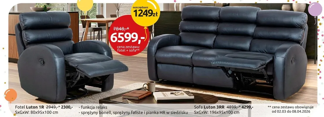 Sofa Luton 3RR promocja w Black Red White