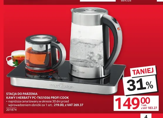 Stacja do parzenia kawy i herbaty PC-TKS1056 Profi Cook promocja w Selgros