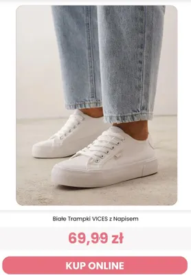 Białe trampki Vices z napisem promocja w Renee