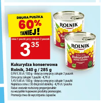 Kukurydza konserwowa Rolnik promocja w Twój Market