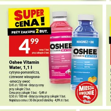 Oshee Vitamin Water czerwone winogrona-smoczy owoc promocja w Twój Market