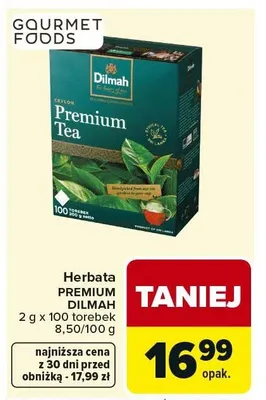 Herbata PREMIUM TEA DILMAH 2 g x 100 torebek promocja w Carrefour