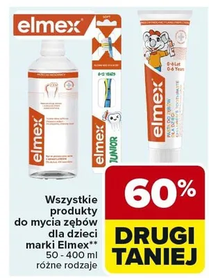 Wszystkie produkty do mycia zębów dla dzieci marki Elmex 50-400ml różne rodzaje promocja w Carrefour