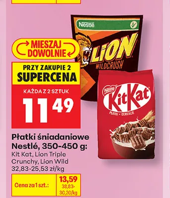 Płatki śniadaniowe Nestlé Lion Triple Crunchy promocja w Biedronka