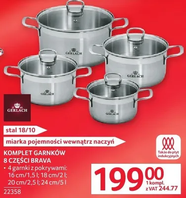 Komplet garnków 8 części BRAVA promocja w Selgros