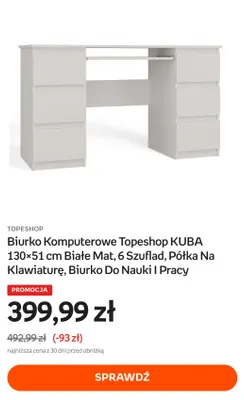 Biurko komputerowe Topeshop Kuba promocja w Empik