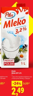 Mleko UHT 3,2% Pilos promocja w Lidl