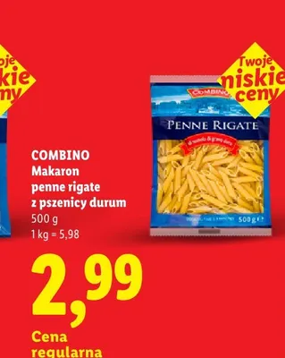 Makaron penne rigate z pszenicy durum Combino promocja w Lidl
