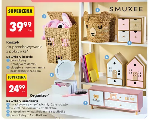 Organizer z lusterkiem w kształcie misia z szufladką Smukee promocja w Biedronka