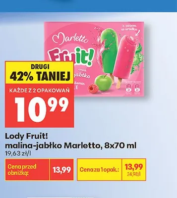 Lody Fruit! malina-jabłko Marletto 8-pak 70ml promocja w Biedronka