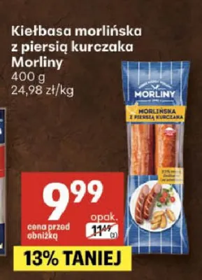 Kiełbasa morlińska z piersią kurczaka Morliny promocja w Delikatesy Centrum