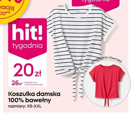 Koszulka damska 100% bawełny promocja w Pepco