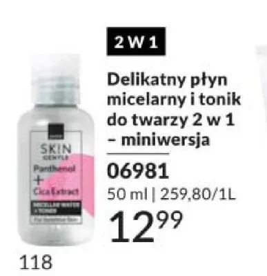 Delikatny płyn micelarny i tonik do twarzy 2 w 1 - miniwersja SKIN GENTLE 06981 promocja w AVON