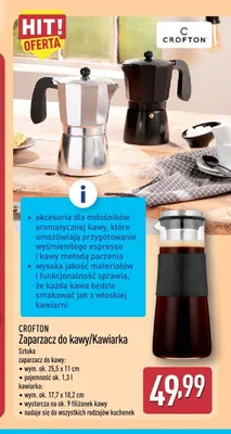 Zaparzacz do kawy Crofton promocja w Aldi