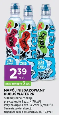 Napój niegazowany kubuś waterrr promocja w Stokrotka