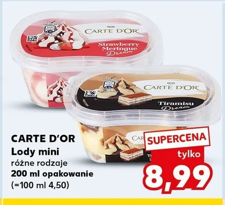 Lody mini Strawberry Meringue Carte D'Or promocja w Kaufland