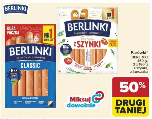 Parówki Berlinki Classic promocja w Carrefour