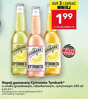 Napój gazowany Cytroneta o smaku rabarbarowym promocja w LEWIATAN
