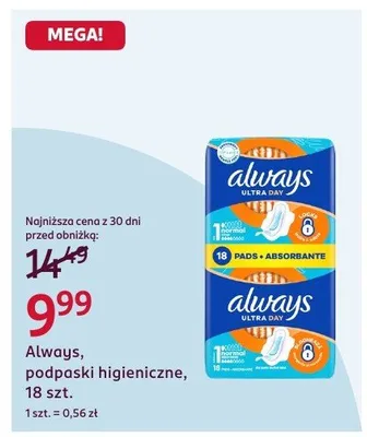 Podpaski higieniczne promocja w Rossmann