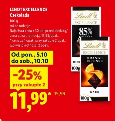 Czekolada Lindt Excellence promocja w Lidl