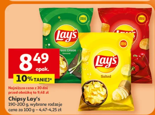 Chipsy, wybrane rodzaje Lay's promocja w Auchan