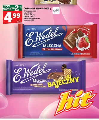 Czekolada mleczna truskawkowa E.Wedel promocja w TOPAZ