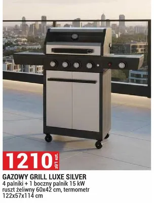 Gazowy grill Luxe Silver 122x57x114cm promocja w Merkury Market