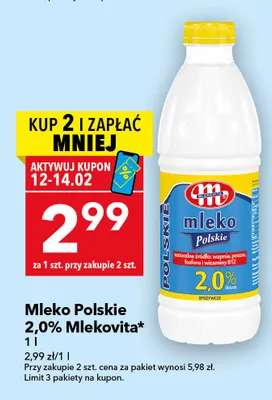 Mleko polskie 2,0% promocja w LEWIATAN