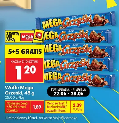 Wafle Mega Grześki promocja w Biedronka