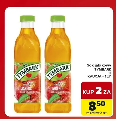 Sok jabłkowy Tymbark 2-pak 1 l promocja w Carrefour Market