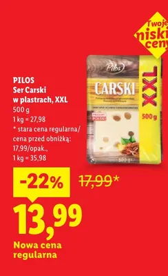 Ser carski w plastrach XXL Pilos promocja w Lidl