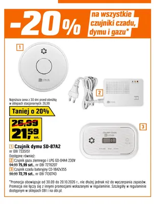 Czujnik dymu SD-87A2 El Home promocja w OBI