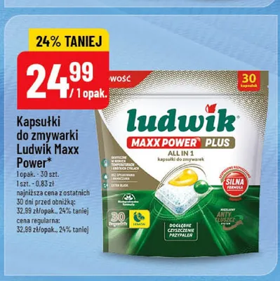 Kapsułki do zmywarki Ludwik Maxx Power Plus All in 1 promocja w POLOmarket