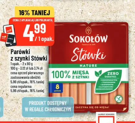 Parówki z szynki Stówki Sokołów promocja w POLOmarket