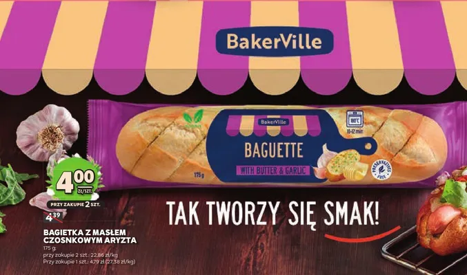 Bagietka z masłem czosnkowym aryzta promocja w Stokrotka