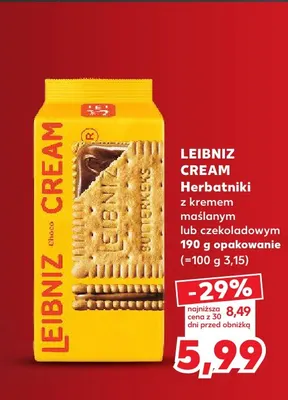 Herbatniki z kremem maślanym Leibniz Cream promocja w Kaufland