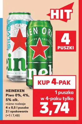 Piwo Heineken Silver 4-pak promocja w Kaufland