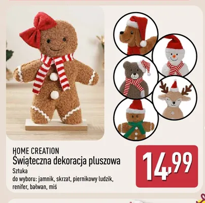 Świąteczna dekoracja pluszowa piernikowy ludzik Home Creation promocja w Aldi