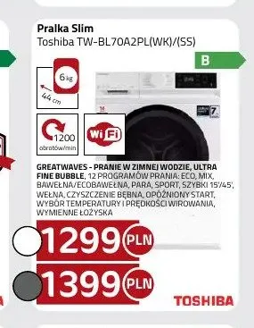 Pralka Slim Toshiba TW-BL70A2PL(WK)/(SS) 6kg promocja w kakto.pl