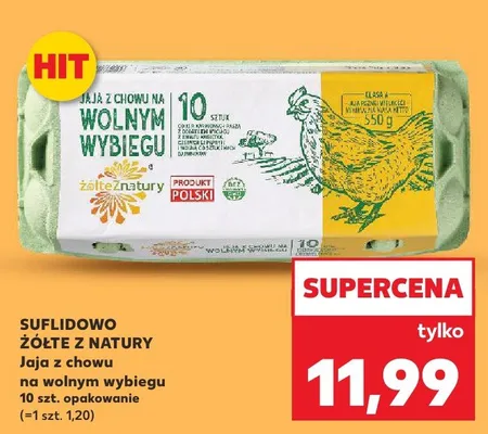 Jaja z chowu na wolnym wybiegu żółte z natury promocja w Kaufland