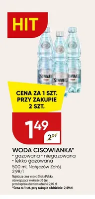 Woda mineralna Cisowianka lekko gazowana promocja w Chata Polska