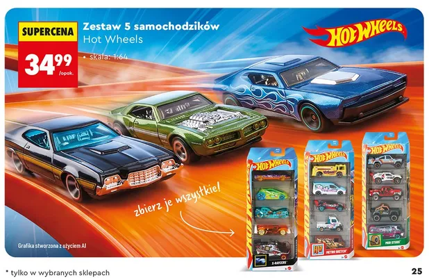 Zestaw 5 samochodzików Hot Wheels promocja w Biedronka
