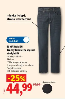 Jeansy termiczne męskie straight fit promocja w Lidl