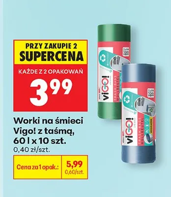 Worki na śmieci z taśmą promocja w Biedronka