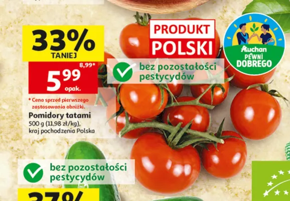 Pomidory tatami Auchan Pewni Dobrego polskie promocja w Auchan