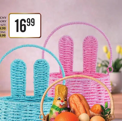 Koszyk wielkanocny różne wzory i kolory Dino promocja w Dino