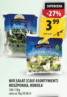 Mix sałat (cały asortyment) roszponka, rukola Solo Gusto promocja w Arhelan