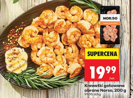 Krewetki gotowane obrane Norso promocja w Biedronka