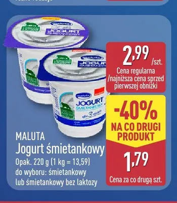 Jogurt śmietankowy Maluta promocja w Aldi