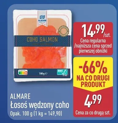 Łosoś wędzony coho Almare promocja w Aldi